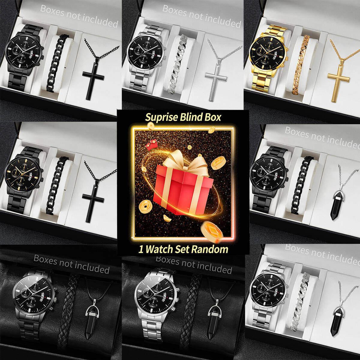 Jewelry For Watches - 서프라이즈 미스터리 시계 블라인드 박스-3개/세트 패션