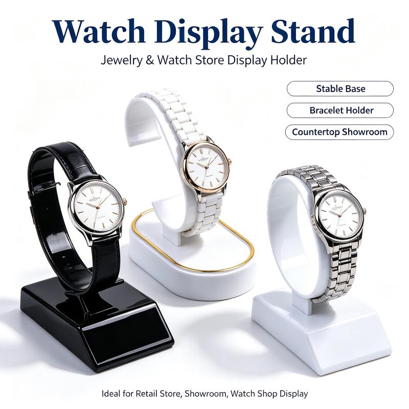 C자형 시계 진열대, 2개/4개 세트, 검은색/흰색,  - Jewelry And Watches Inc 리뷰 및 가격
