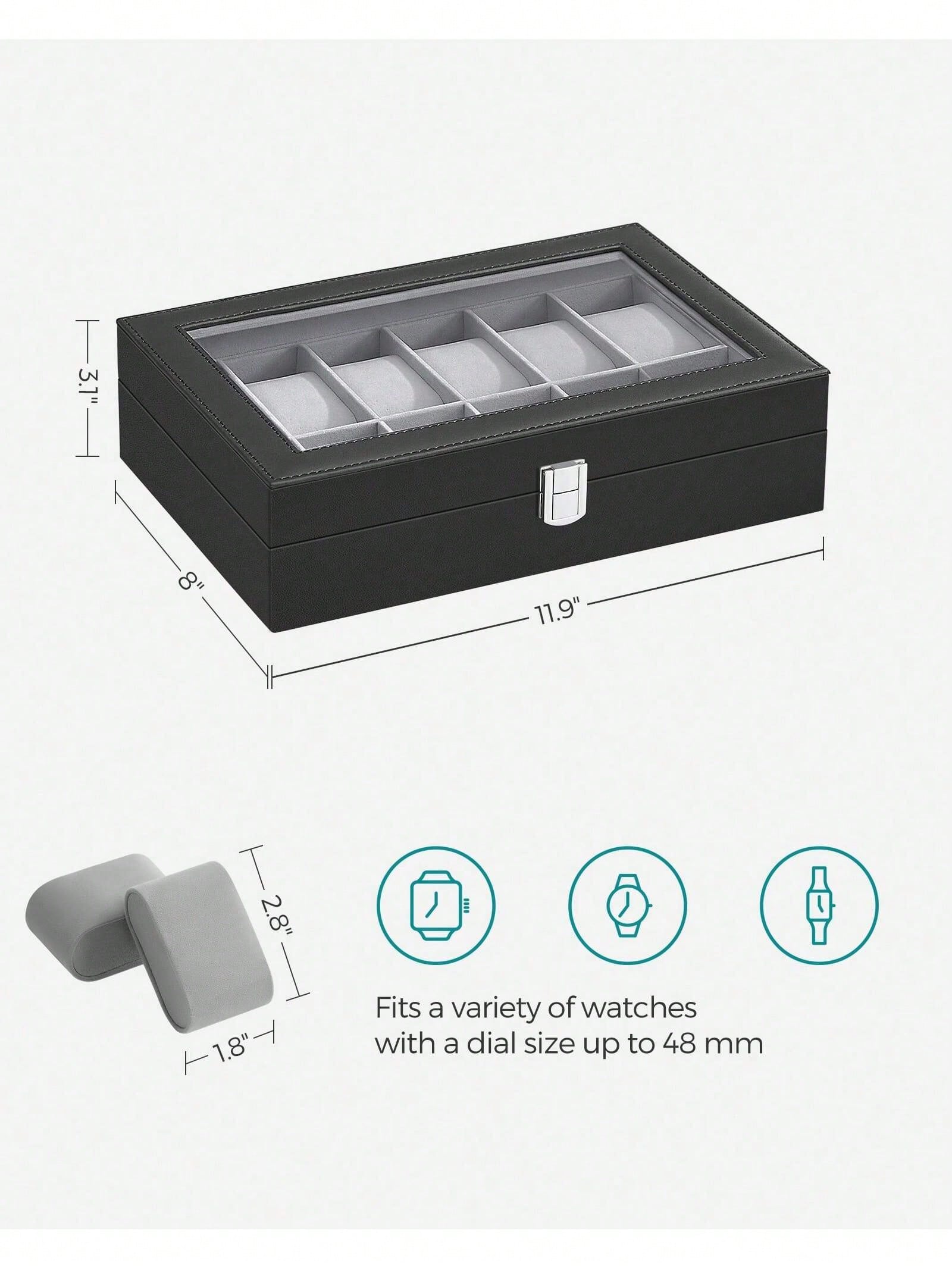 유리 뚜껑과 서랍이 있는 12슬롯 잠금식 시계 상자,  - Watch Display Box 리뷰 및 가격
