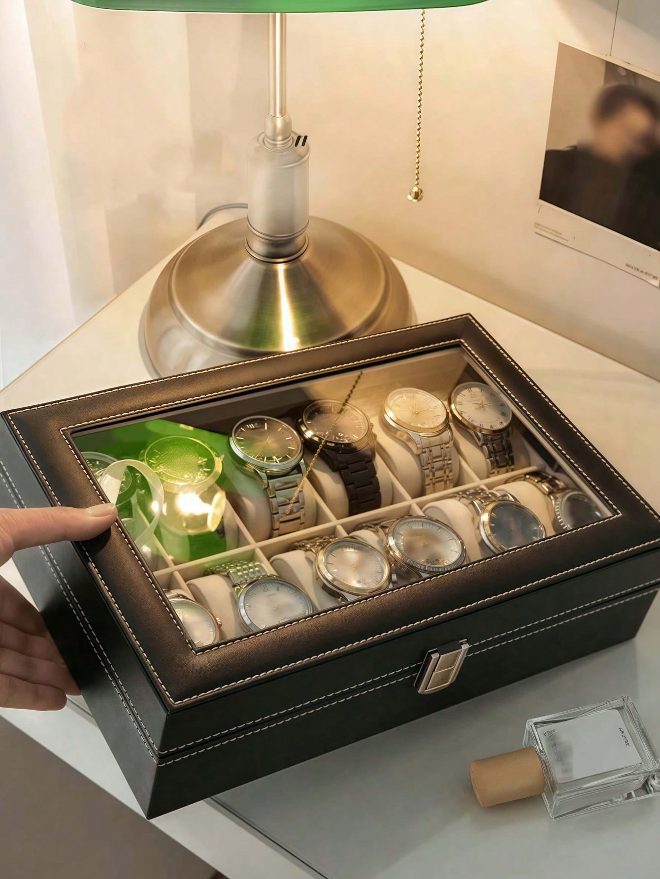 잠금장치가 있는 가죽 시계 상자, 대용량 시계 진열 케 - Watch Display Box 리뷰 및 가격