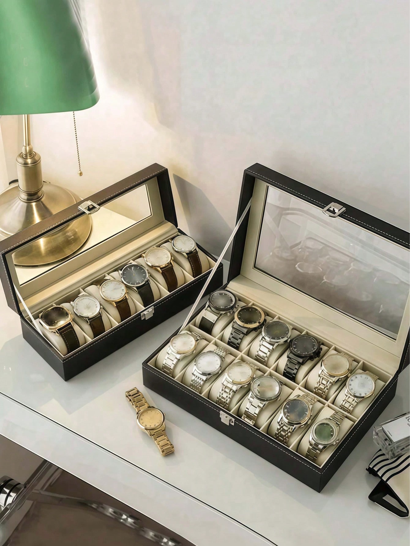 잠금장치가 있는 가죽 시계 상자, 대용량 시계 진열 케 - Watch Display Box 리뷰 및 가격