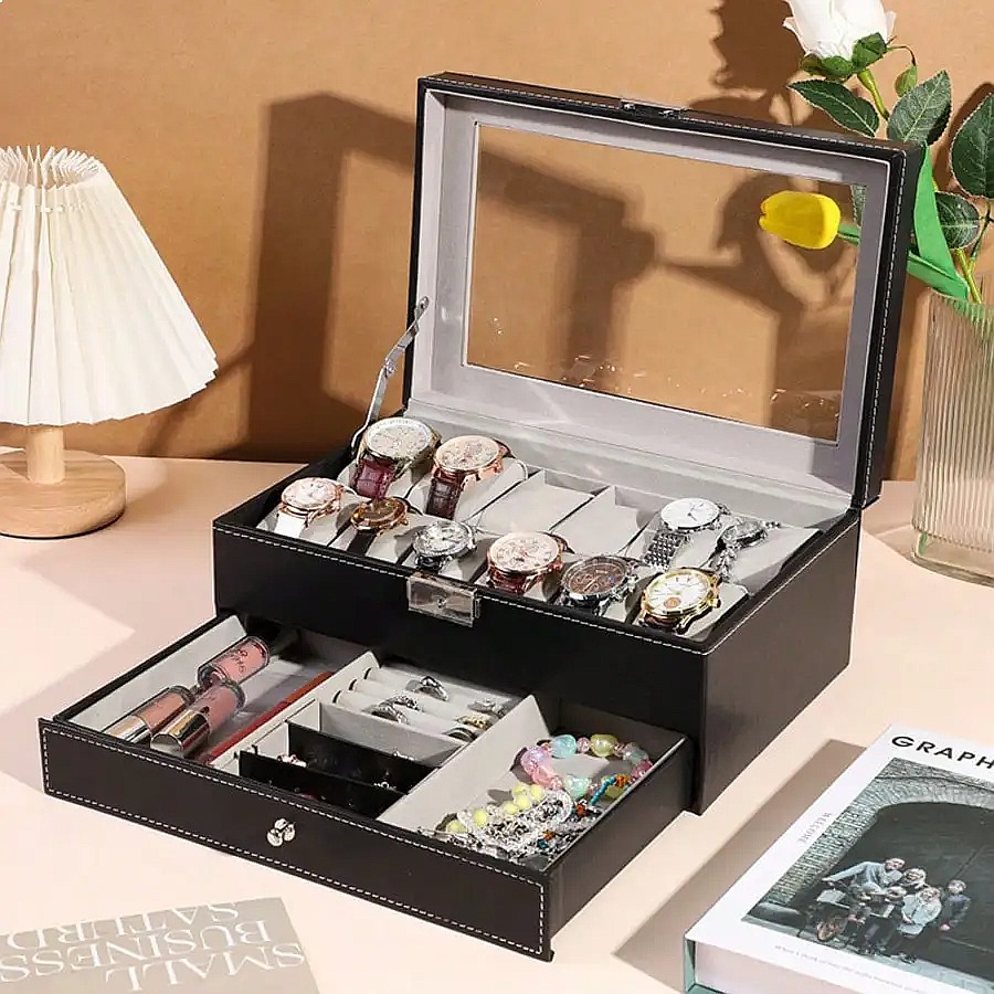 12슬롯 시계 보관함(서랍 포함), 고급 가죽 시계 보 - Watch Display Box 리뷰 및 가격