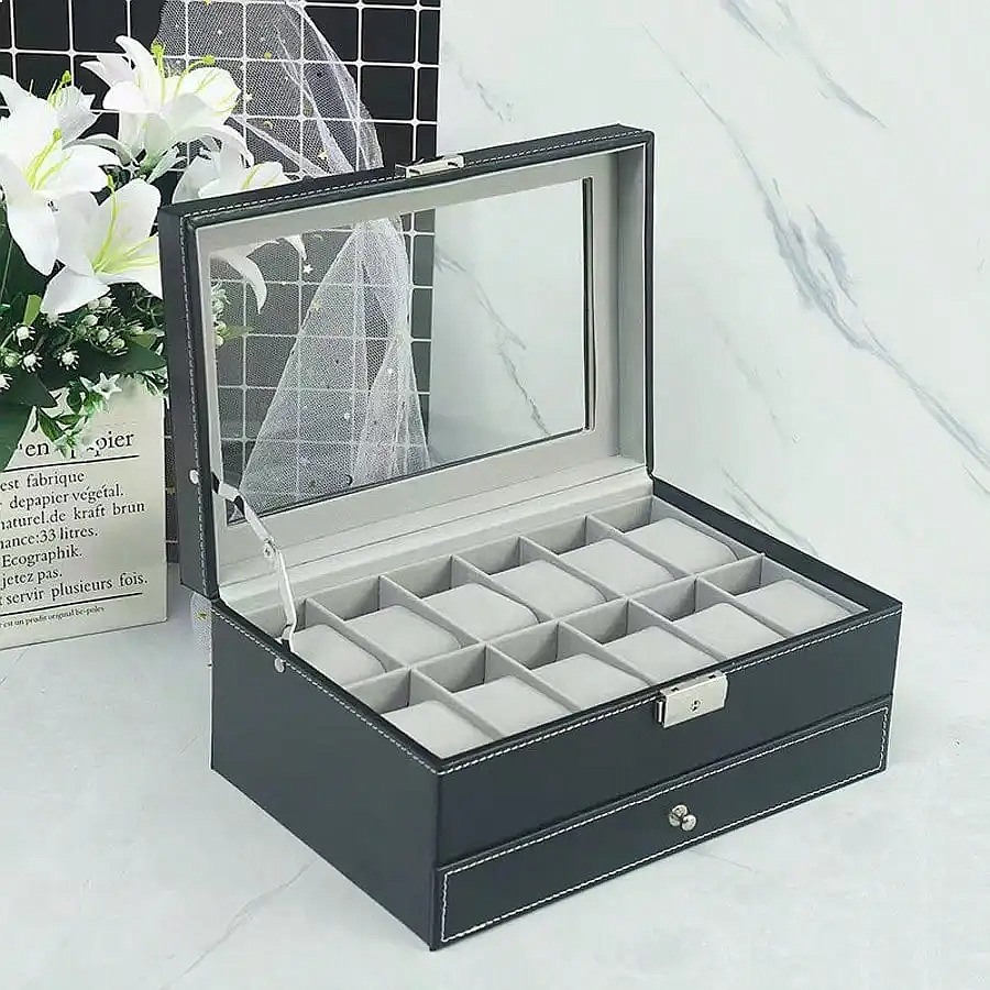 12슬롯 시계 보관함(서랍 포함), 고급 가죽 시계 보 - Watch Display Box 리뷰 및 가격
