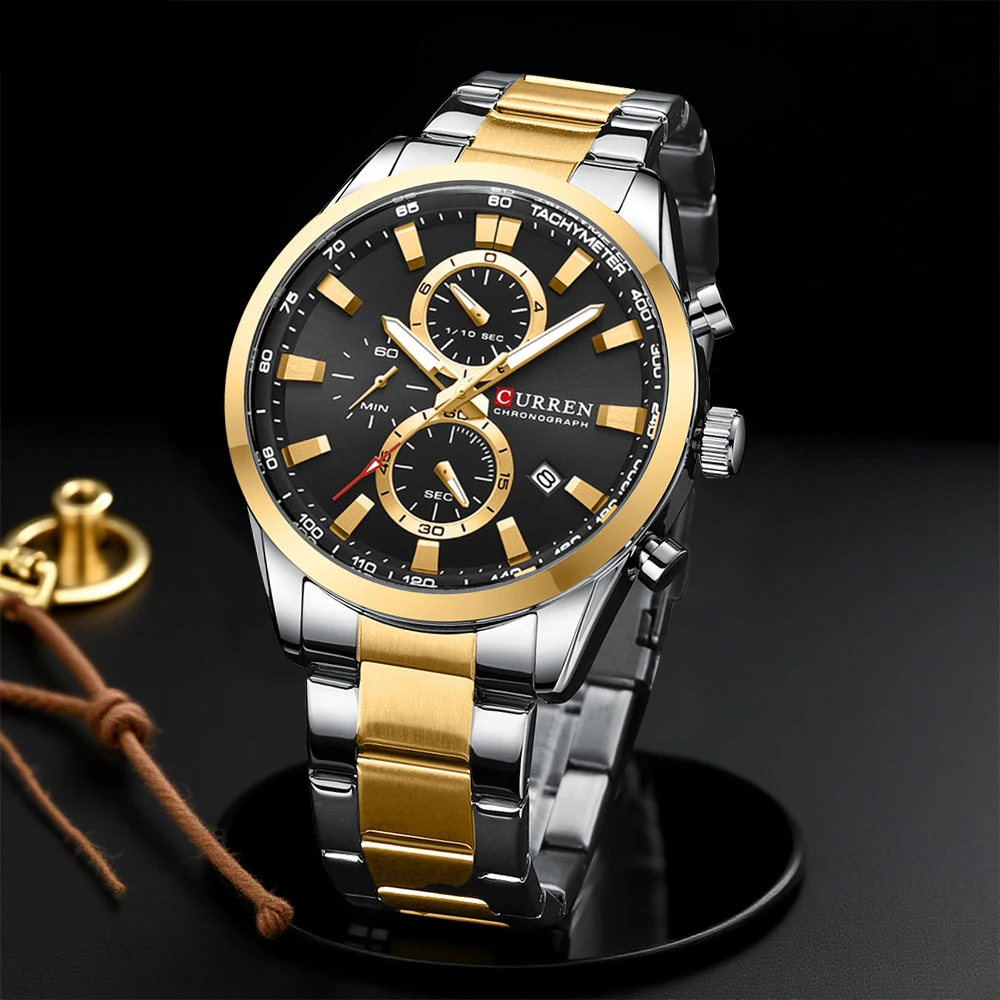 CURREN 캐주얼 쿼츠 크로노 스포츠 시계 남성용 브 - Jewelry For Watches 리뷰 및 가격