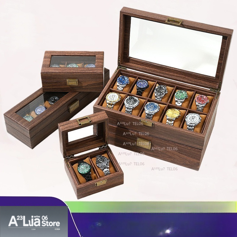 빈티지 나무결 PU 가죽 시계 상자 방진 디스플레이 주 - Watch Display Box 리뷰 및 가격
